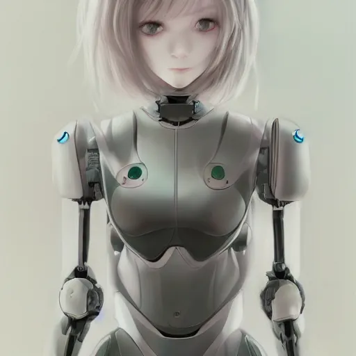 Image similar to beautiful image of a android robot girl with white pale skin drawn by kawacy, artstation, high quality, highly detailed