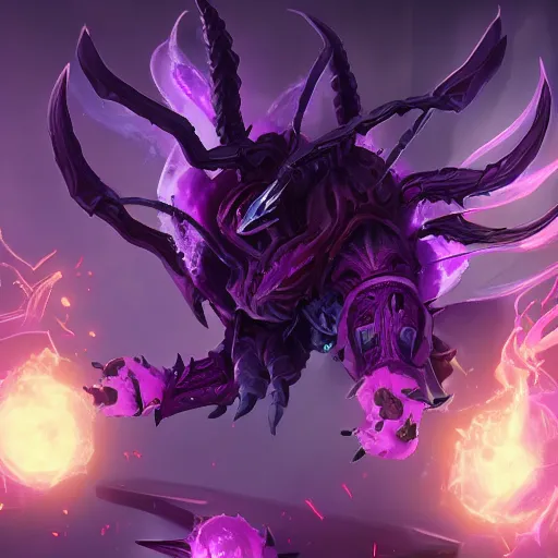 Image similar to arcane style void bee creature, violet spike smoke, bright art masterpiece artstation. 8k, sharp high quality artwork in style of Jose Daniel Cabrera Pena and Greg Rutkowski, concept art by Tooth Wu, blizzard warcraft artwork, hearthstone card game artwork, violet flower, violet flower, violet flower, portal