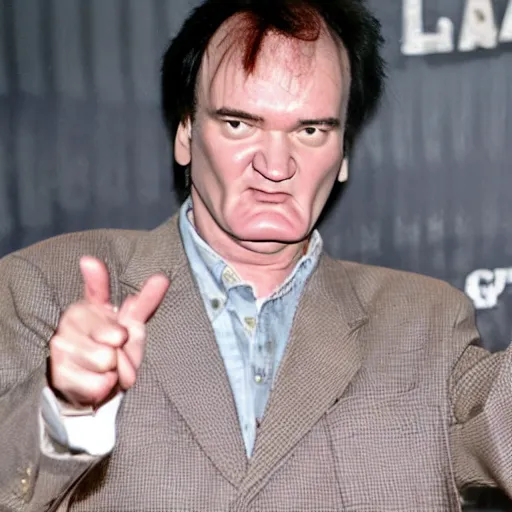 Image similar to quentin tarantino pointing at hundreds of human feet