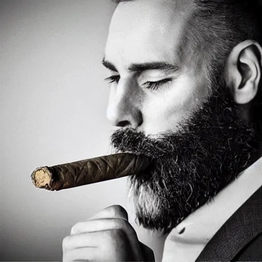 Prompt: a man with a beard smoking a cigar, highly realistic, very realistic, realistic face, photorealistic