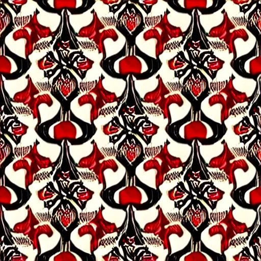 Image similar to vintage seamless wallpaper pattern. floral, colourful, print, design, red background, seamless, tileable, ornament.