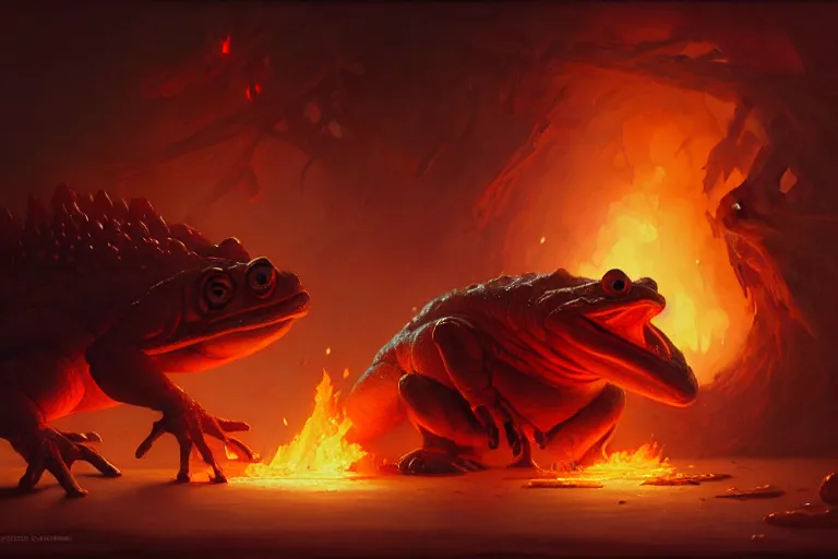 Image similar to fire toad by bayard wu, anna podedworna, gaston bussiere, greg rutkowski