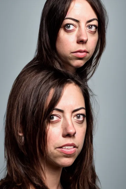 Image similar to headshot photo of Tomato / Aubrey Plaza hybrid, portrait, 3/4 view, Refined, Detailed professional photo, 50mm lens, Canon eos, blurry distant background, Highly Detailed, Cinematic Lighting, 8k