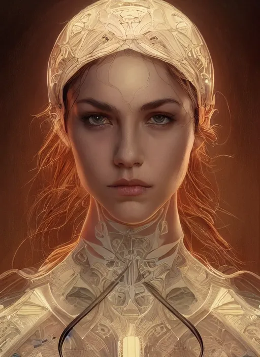 Image similar to symmetry!! austin butler, machine parts embedded into face, intricate, elegant, highly detailed, digital painting, artstation, concept art, smooth, sharp focus, illustration, art by artgerm and greg rutkowski and alphonse mucha, 8 k