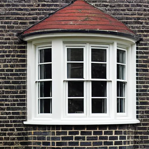 Image similar to single triangular or round sash window on a british wall