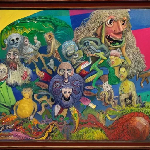 Prompt: a painting jim henson did when he was deeply schizophrenic