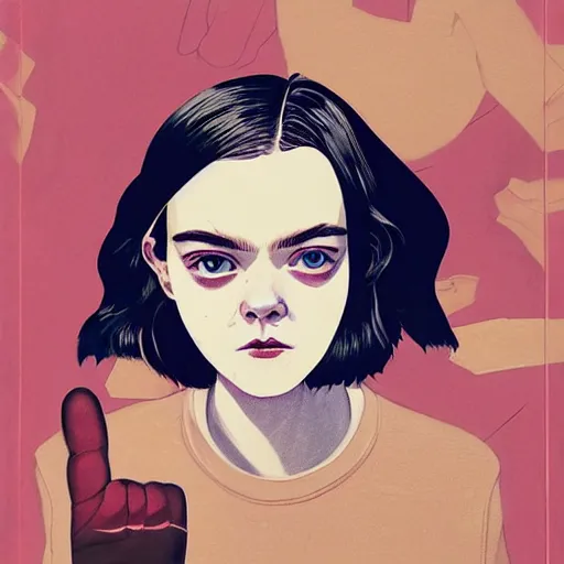 Image similar to Elle Fanning in Prey picture by Sachin Teng, asymmetrical, dark vibes, Realistic Painting , Organic painting, Matte Painting, geometric shapes, hard edges, graffiti, street art:2 by Sachin Teng:4