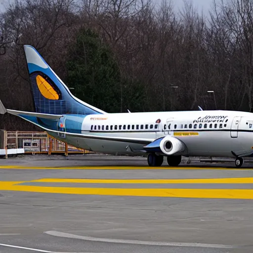 Prompt: a Boeing 737 at a playground