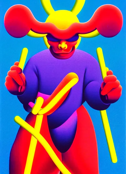 Image similar to devil by shusei nagaoka, kaws, david rudnick, airbrush on canvas, pastell colours, cell shaded, 8 k