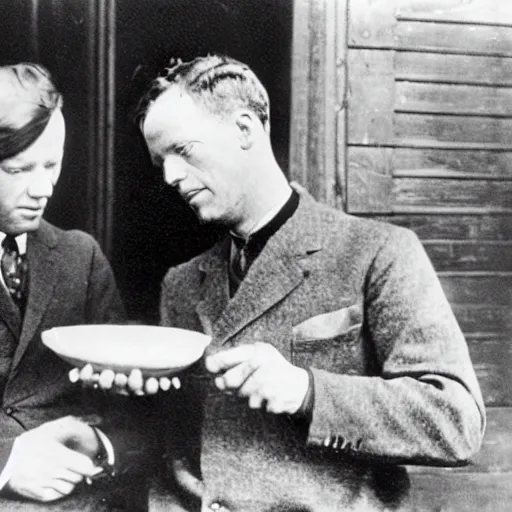 Image similar to Charles Lindbergh trying to keep anyone from finding out he actually ate the baby, 1930s photograph