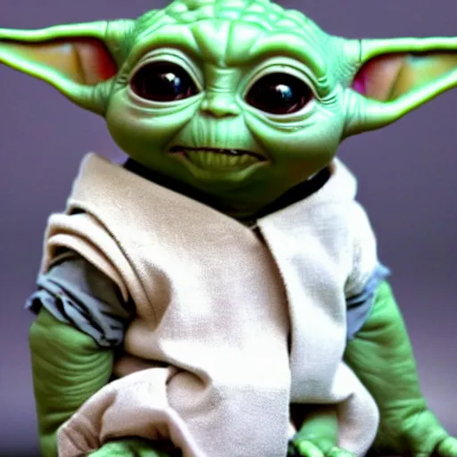 Prompt: baby yoda evil grin