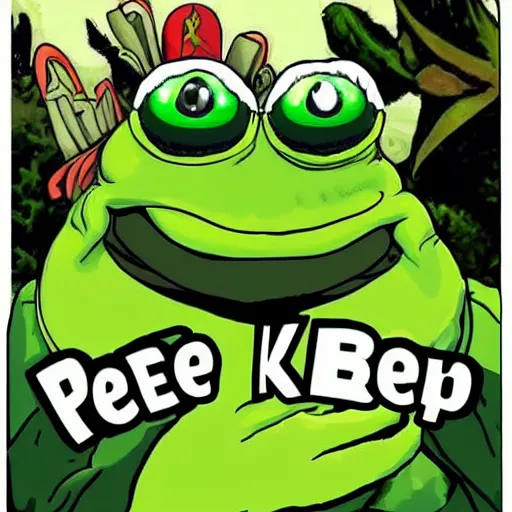 Prompt: 🐸 super rare pepe kek with feels good pepe frog meme 🐸 kek memetic algae fractal kek chaos super rare pepe meme frog kek 🐸