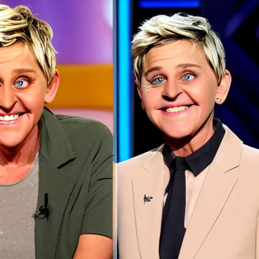 Image similar to ellen degeneres blended together with jay leno