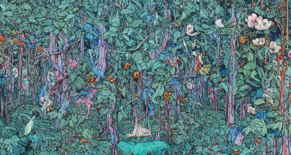 Prompt: Enchanted and magic forest, by James Jean