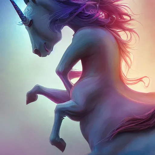 Image similar to A close up digital intricate illustration concept art of very beautiful woman riding unicorn art by Renato muccillo and Andreas Rocha and Johanna Rupprecht + dofus colors, wakfu colors + symmetry + natural volumetric lighting, realistic 4k octane beautifully detailed render, 4k post-processing, intricate complexity, epic composition, magical atmosphere, highly detailed, cinematic lighting + masterpiece, trending on artstation + symmetry