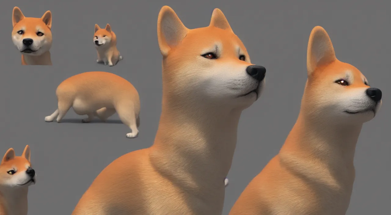 Image similar to Shiba inu dog ultra detail vivid colorful Hyperrealistic CGI Photorealistic cinematic volume lighting trending on ArtStation concept art