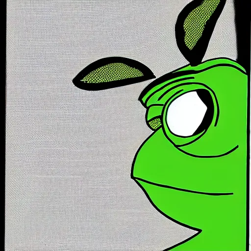 Prompt: portrait of pepe the frog by patrick nagel.