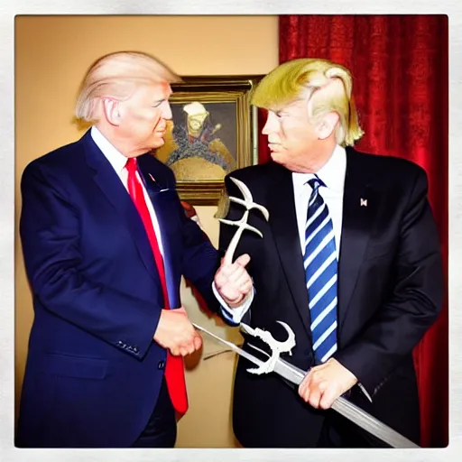 Prompt: “Anime Joe Biden locking swords with anime Donald Trump”