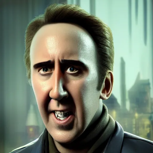 Prompt: nicolas cage in a pixar movie, octane render, highly detailed digital art, digital photography, concept art, unreal engine, 4k, 8k, ultra HD, fun, laughs, dark humour