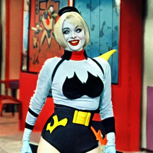 Image similar to harley quinn in 1 9 6 6 batman show