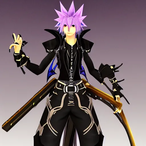 Prompt: a fusion between sephirot and roxas, in the style of kingdom hearts, no artifacts