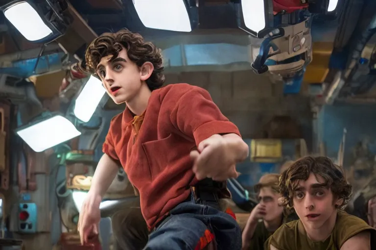 Image similar to timothee chalamet plays ralph in the live action adaptation of disney's wreck - it ralph, red weapon 8 k s 3 5, cooke anamorphic / i lenses, highly detailed, cinematic lighting