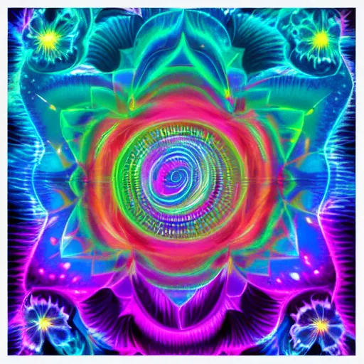 Prompt: a holographic sticker in the style of lisa frank and alex grey