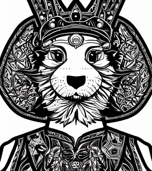 Prompt: expressive stylized master furry artist digital line art drawing full body portrait character study of the anthro male anthropomorphic otter fursona animal person wearing crown and cape royal western king regal intricate ornate vibrant colors