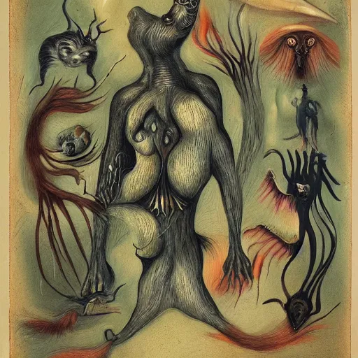 Image similar to surreal bestiary of repressed unconscious emotional creatures