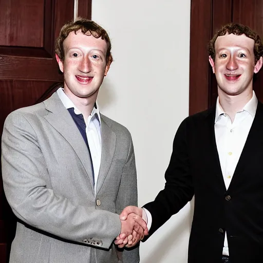 Image similar to mark zuckerberg and michael jackson shaking hands