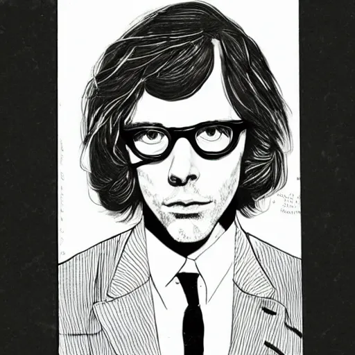 Prompt: young jarvis cocker, portrait, by guido crepax
