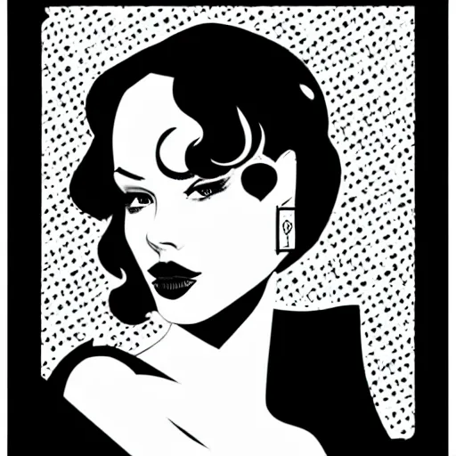 Prompt: black and white silhouette classy lady portrait by alina ivanchenko, logo, ink drawing, art by jc leyendecker and sachin teng