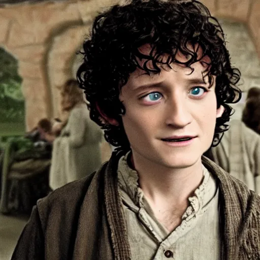 Prompt: a still of Frodo Baggings in Seinfield
