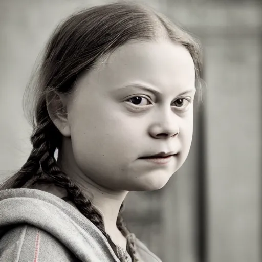 Image similar to closeup portrait of greta thunberg, depth of field, zeiss lens, detailed, symmetrical, centered, fashion photoshoot, by Annie Leibovitz and Steve McCurry, David Lazar, Jimmy Nelsson, Breathtaking, 8k resolution, extremely detailed, beautiful, establishing shot, artistic, hyperrealistic, beautiful face, octane render