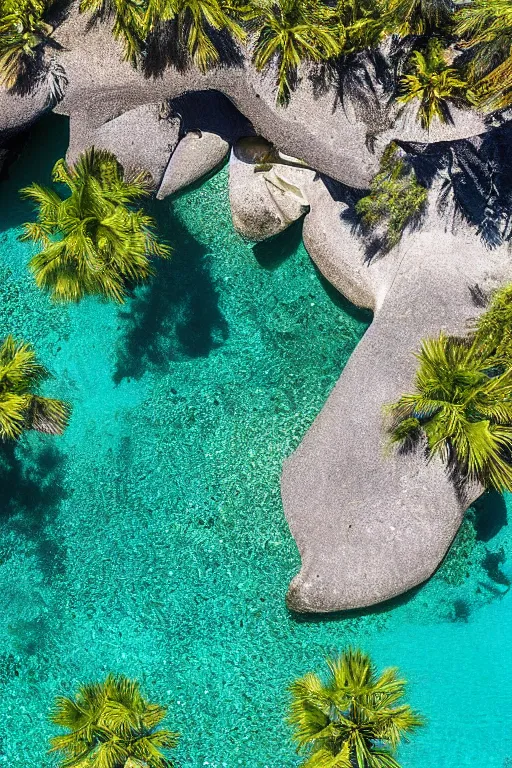 Image similar to palms lean over crystal clear water, photograph by scott westmoreland