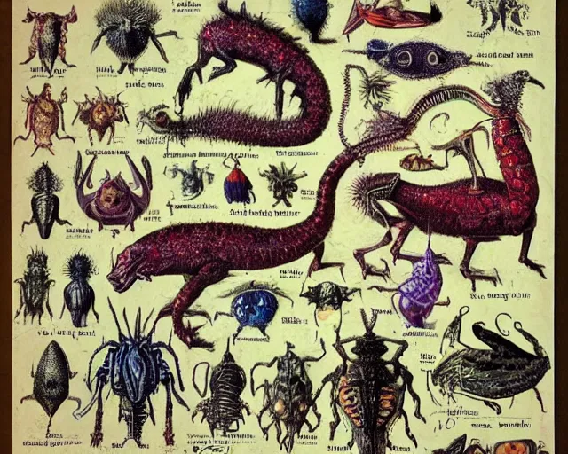 Image similar to bizarre bestiary of microcosmic creatures