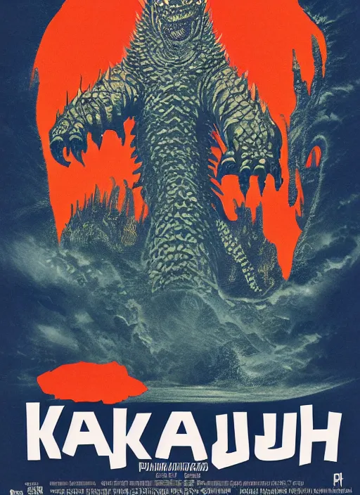 Prompt: Polish posters for kaiju film. Paper texture