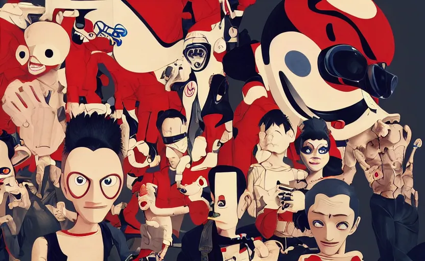 Image similar to portrait of a crash test dummy, digital painting masterpiece, advanced lighting technology, stylized yet realistic anatomy and faces, gorgeous, by reiq and jamie hewlett and bengus and akiman and shigenori soejima and bastien vives and balak and michael sanlaville, 4 k wallpaper, cinematic