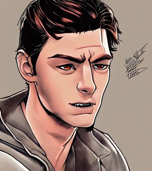 Image similar to very handsome peter parker with his spider suit removed to his waist, looking seductive, digital art, realistic