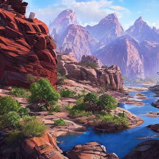 Prompt: photograph of Kings Canyon from Apex Legends, highly detailed, artstation