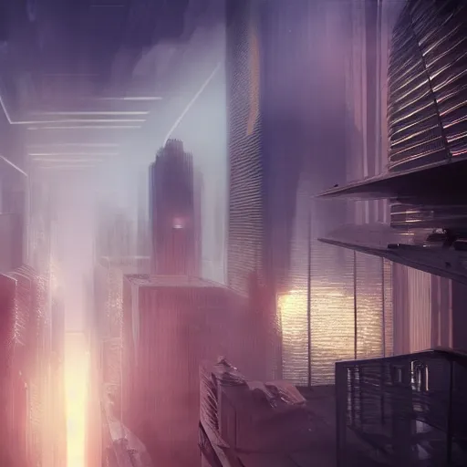 Image similar to detailed art of a metropolis with the citizens looking upward in fear, darkness, Stunning volumetric light, sunset, concrete and translucent material, beautiful sky with a beautiful skyline, trending on Artstation, 8k, photorealistic, hyper detailed, unreal engine 5, IMAX quality, Greg rutkowski, cinematic, epic lighting,