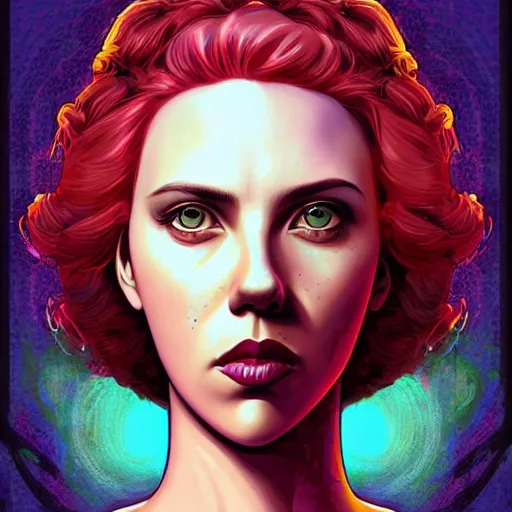 Image similar to Lofi Lovecraft Lovecraftian BioPunk scarlett johansson portrait Pixar style by Tristan Eaton Stanley Artgerm and Tom Bagshaw