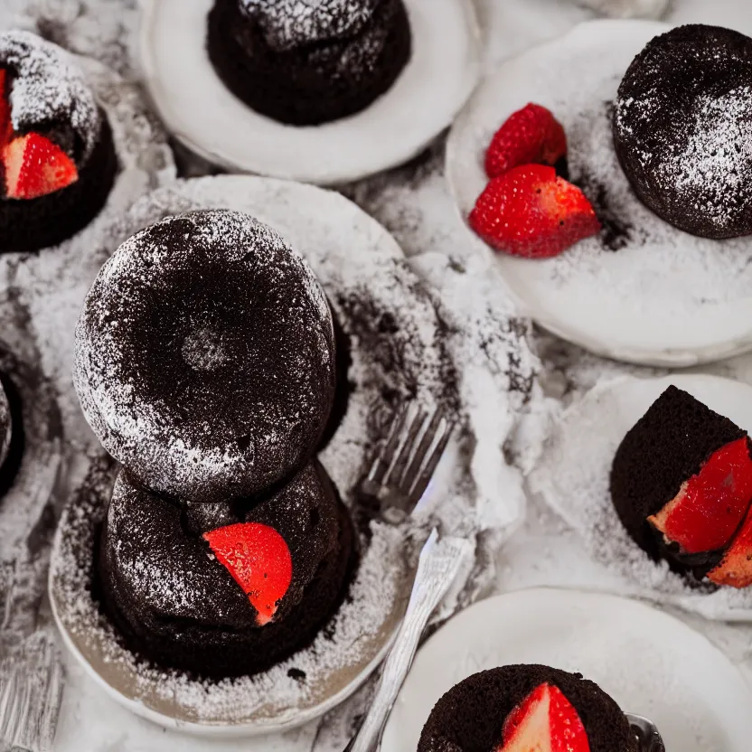 Image similar to Lava Cake, Lava, Cake, 8k, recipe, photography, 35mm lens