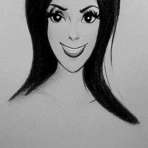 Image similar to milt kahl pencil sketch of kim kardashian
