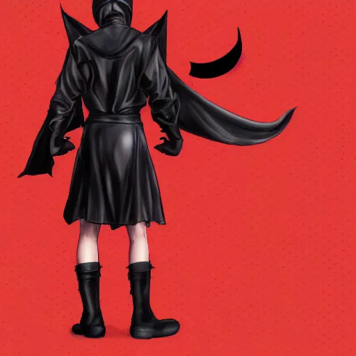Image similar to little boy with cat ears in an black latex suit with red cape. digital artwork made by lois van baarle and kentaro miura, sharpness focus, inspired by hirohiko araki, anatomically correct, heroic composition, hero pose, mobile wallpaper