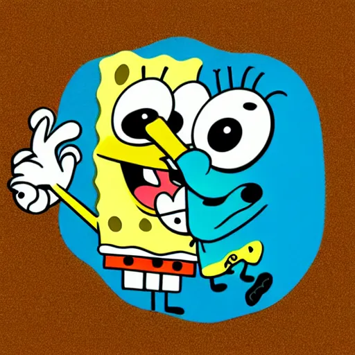 Image similar to spongebob licking a sad child, photorealistic