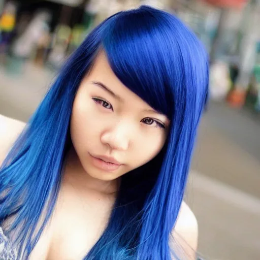 Image similar to cute asian girl with blue hair