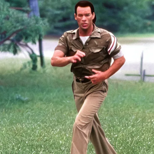 Image similar to john travolta as forrest gump