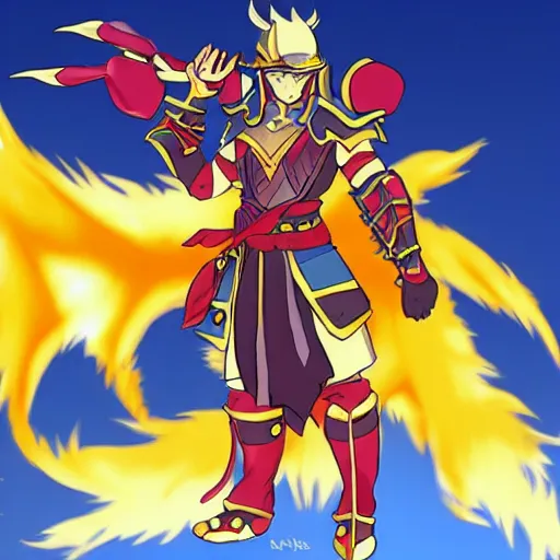 Image similar to warrior of sun, anime style, full armor