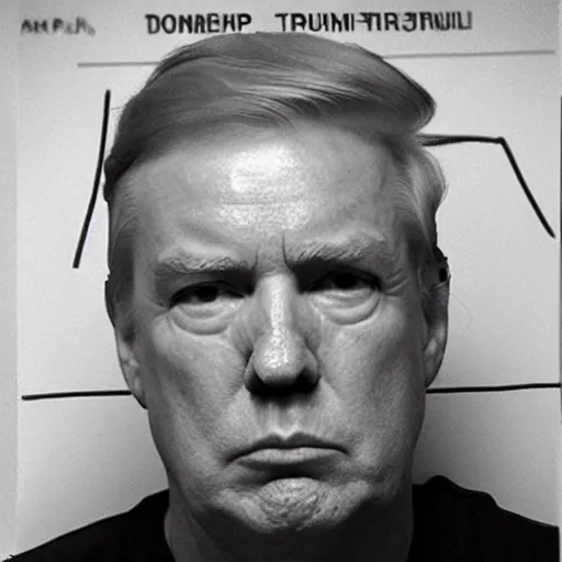 Image similar to donald trump prison mugshot